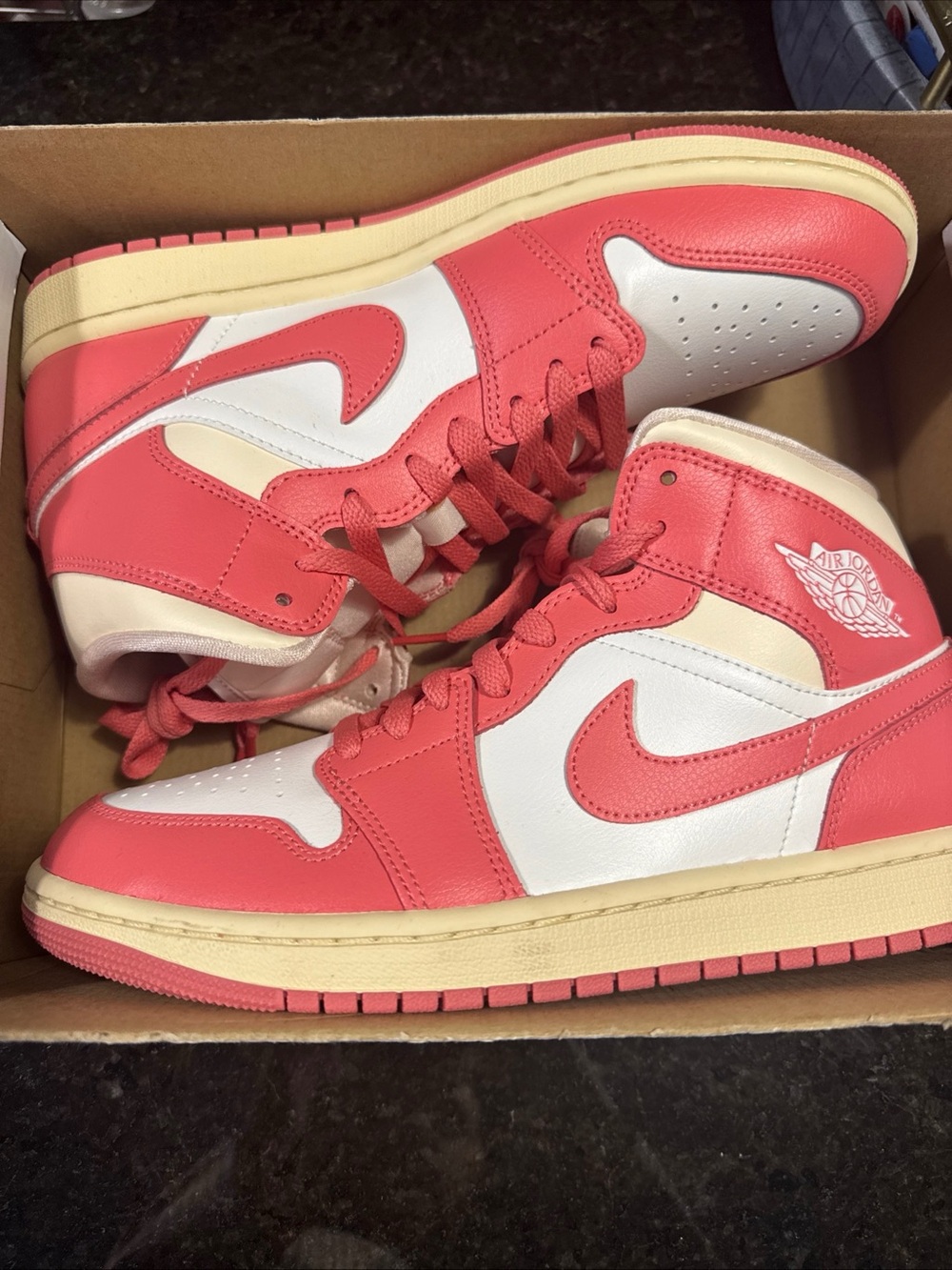 Jordan Air Jordan 1 Mid Women’s Coral/White Sneakers Authentic | Collection